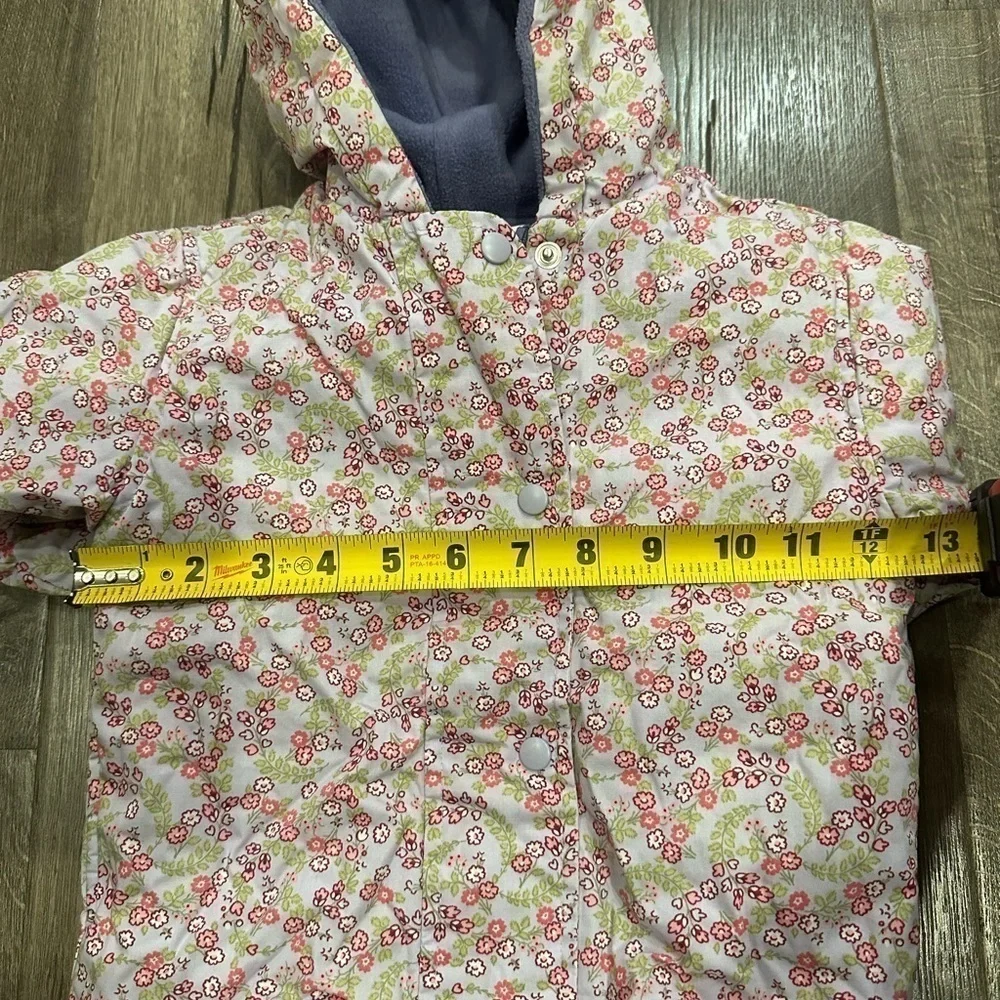 Gymboree Vintage 12-18 Mo REVERSIBLE Purple Ditzy Floral Fleece Coat Jacket Hood